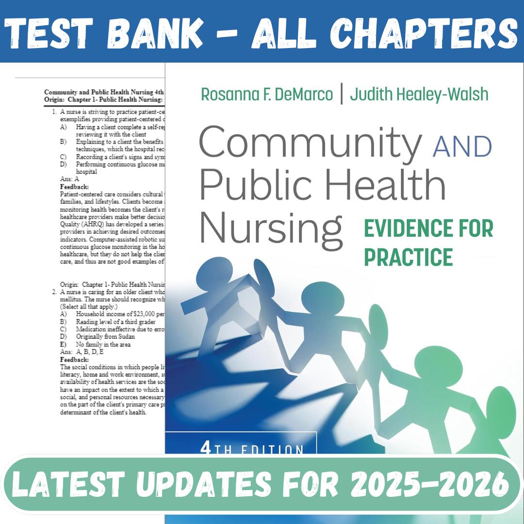 Test Bank for Community and Public Health Nursing: Evidence for Practice, 4th Edition by Rosanna DeMarco-StudyWithSyasil