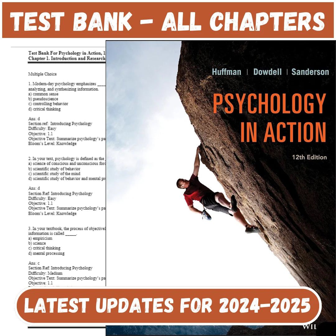 Test Bank for Psychology in Action 12th Edition by Huffman-StudyWithSyasil