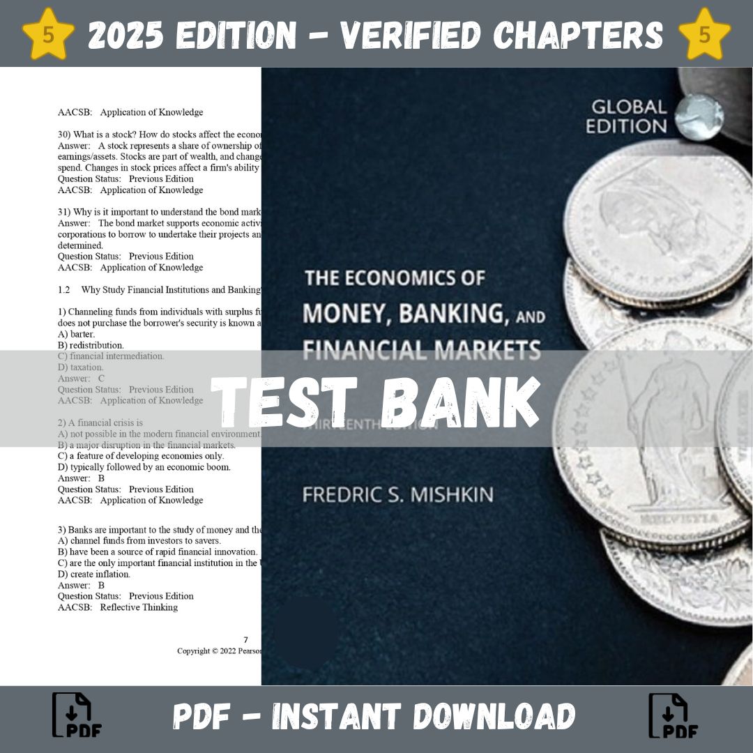 Test bank – The Economics of Money, Banking and Financial Markets 13th Edition (Mishkin, 2021)-StudyWithSyasil
