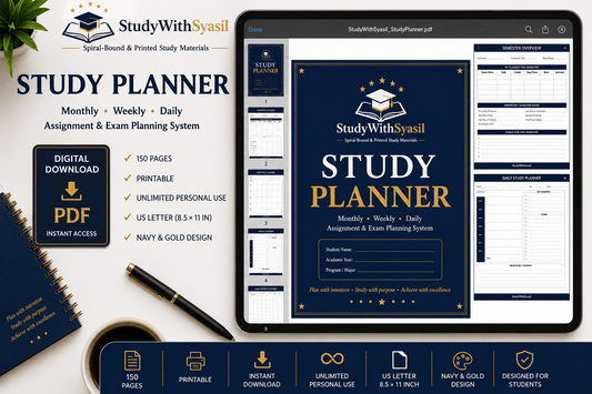 Digital Academic Planner PDF | Student Study Organizer | College, Nursing & University Planner | Weekly, Monthly & Daily Study Planner-StudyWithSyasil