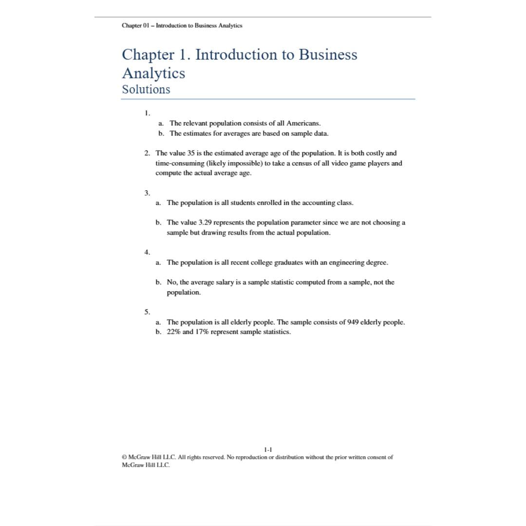Solution Manual For Business Analytics 2nd Edition By Jaggia-StudyWithSyasil