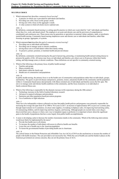 TEST BANK Foundations for Population Health in Community/Public Health Nursing, 6th Edition-StudyWithSyasil