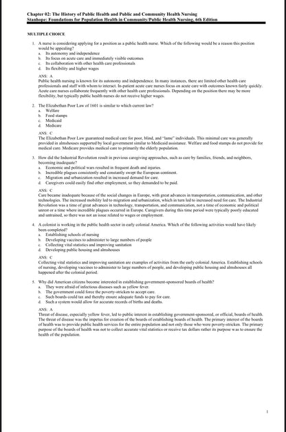 TEST BANK Foundations for Population Health in Community/Public Health Nursing, 6th Edition-StudyWithSyasil