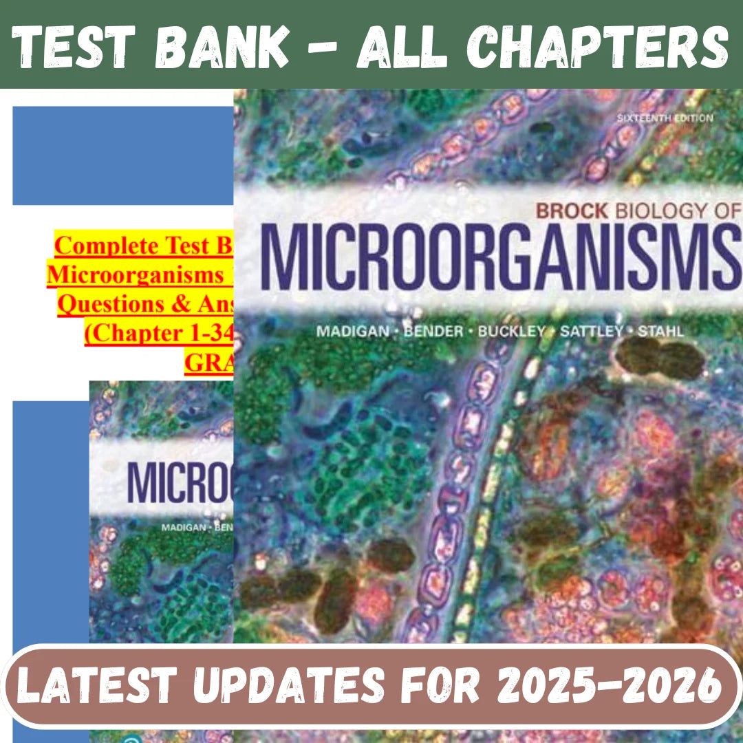 Test Bank Brock Biology of Microorganisms, Madigan, 16th Edition by Michael T. Madigan-StudyWithSyasil