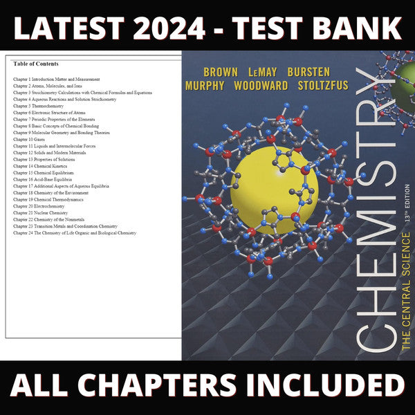 Test Bank - Chemestry The Science 13th Edition (Brown,2015), chapter 1-24-StudyWithSyasil