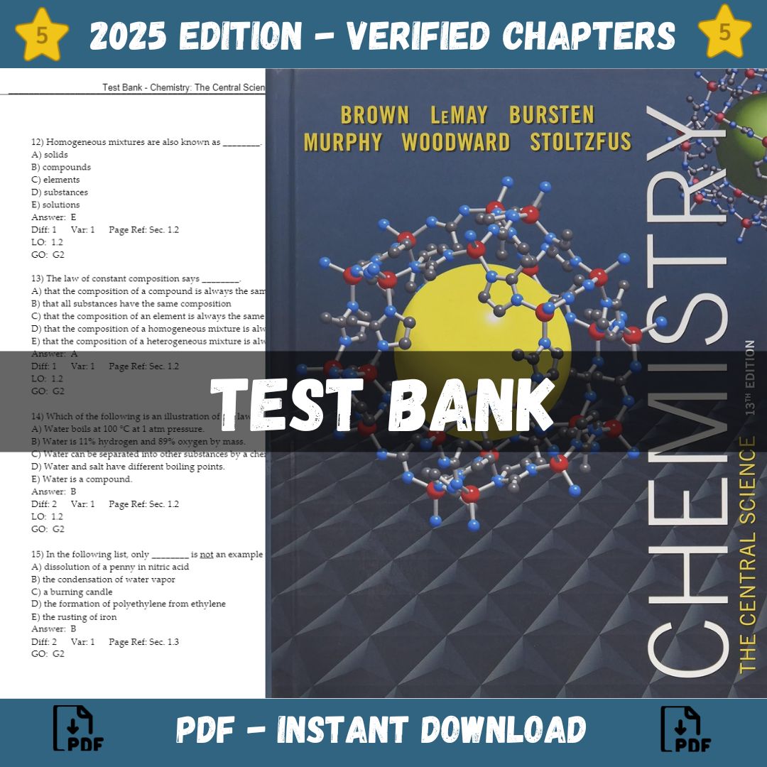 Test Bank – Chemistry The Central Science, 13th Edition (Brown, 2015)-StudyWithSyasil