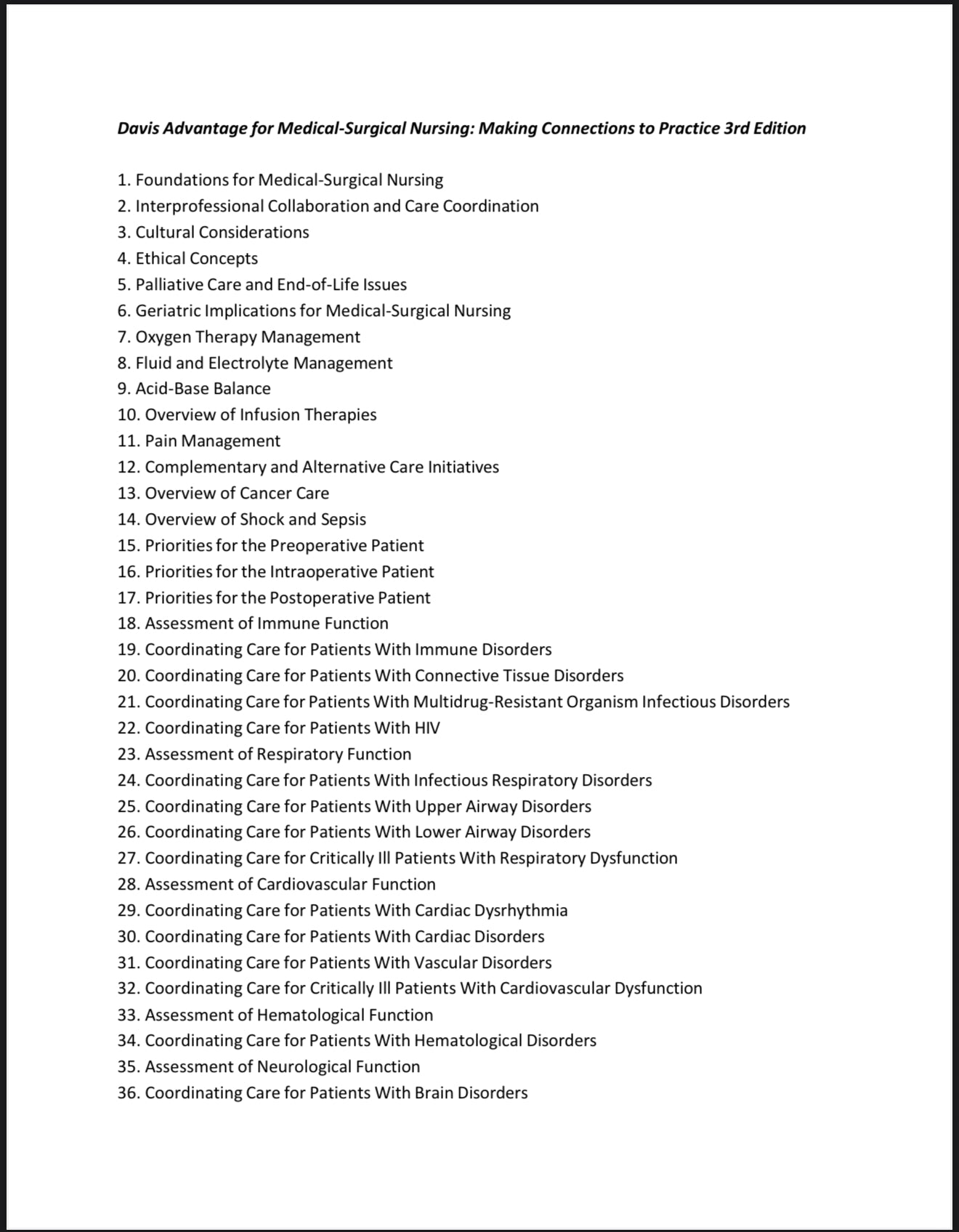 Test Bank Davis Advantage for Medical-Surgical Nursing: Making Connections to Practice, 3rd Edition by Janice J. Hoffman and Nancy J. Sullivan-StudyWithSyasil