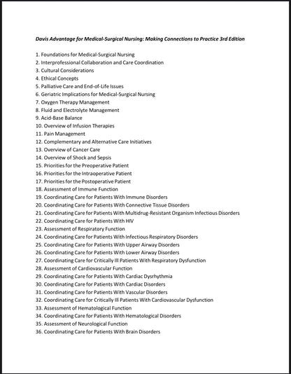 Test Bank Davis Advantage for Medical-Surgical Nursing: Making Connections to Practice, 3rd Edition by Janice J. Hoffman and Nancy J. Sullivan-StudyWithSyasil