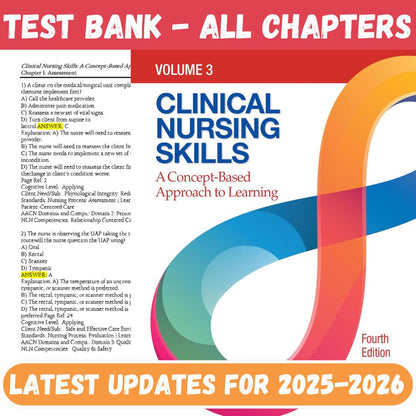 Test Bank For Clinical Nursing Skills A Concept-Based Approach, Volume 3 4th Edition By Callahan-StudyWithSyasil