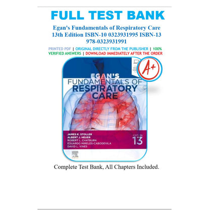 Test Bank For Fundamentals of Respiratory Care 13th Edition By James K. Stoller-StudyWithSyasil