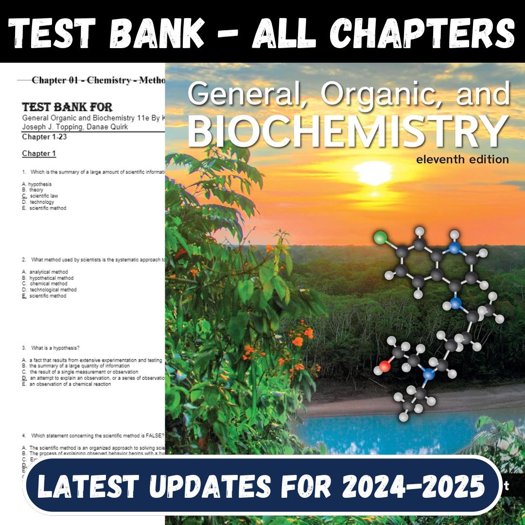 Test Bank For General, Organic, and Biochemistry 11th Edition By Katherine Denniston-StudyWithSyasil