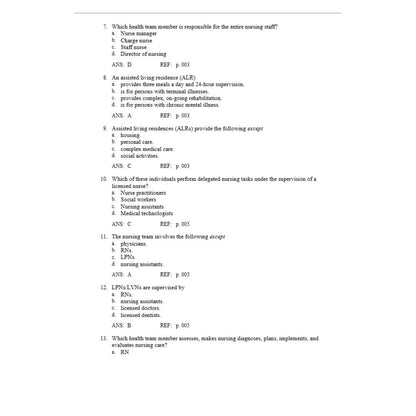 Test Bank For Mosby’s Essentials for Nursing Assistants 7th Edition By Remmert-StudyWithSyasil