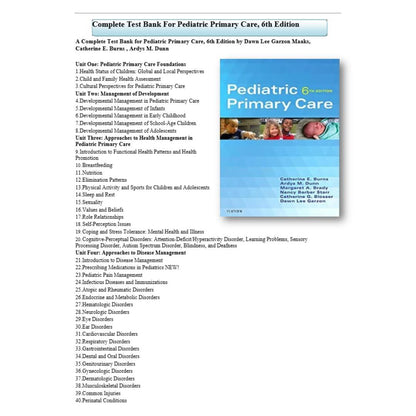 Test Bank For Pediatric Primary Care 6th Edition By Burns-StudyWithSyasil