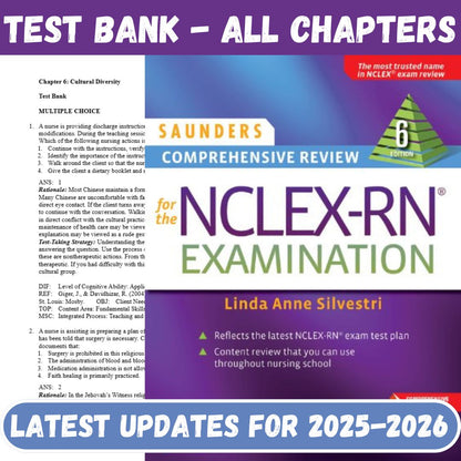 Test Bank For Saunders Comprehensive Review for the NCLEX-PN Examination 6th Edition By Silvestri-StudyWithSyasil