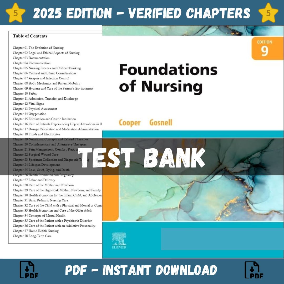 Test Bank – Foundations of Nursing, 9th Edition (Cooper, 2023)-StudyWithSyasil