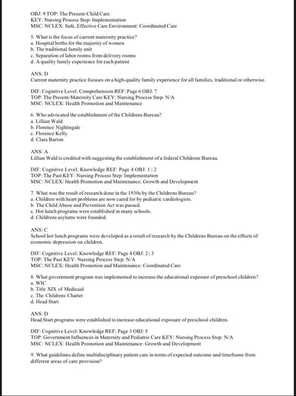 Test Bank - Introduction to Maternity and Pediatric Nursing 7th edition by Leifer-StudyWithSyasil