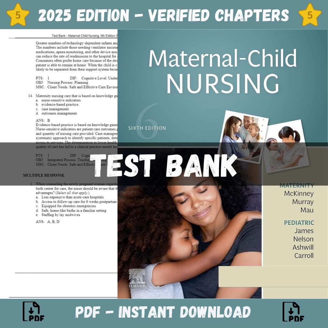 Test Bank – Maternal Child Nursing, 6th Edition (McKinney, 2022)-StudyWithSyasil