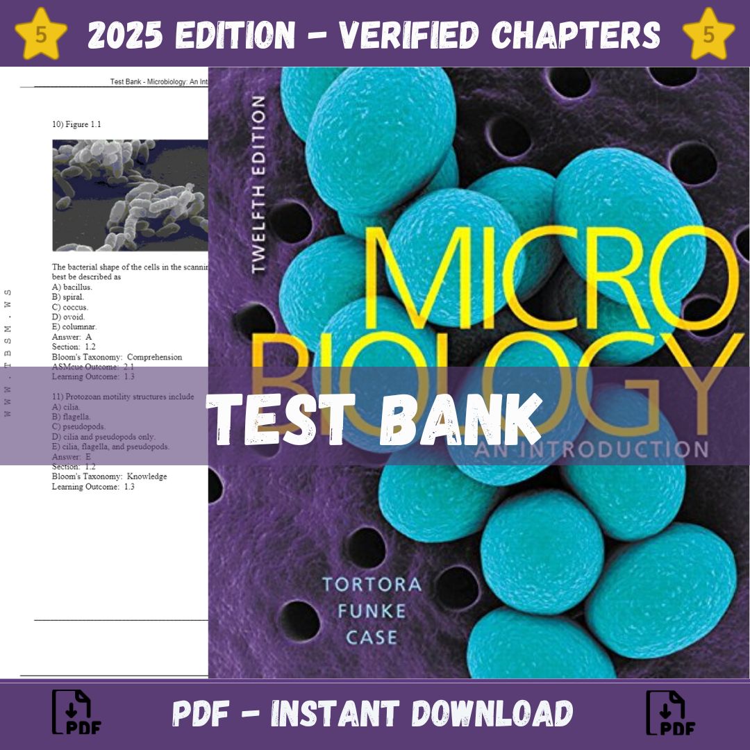 Test Bank – Microbiology-An Introduction, 12th Edition (Tortora, 2017)-StudyWithSyasil