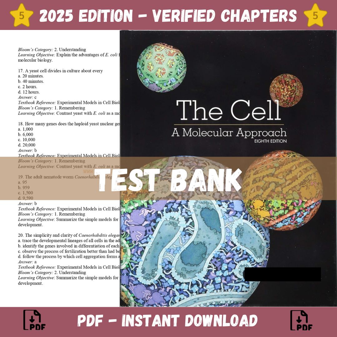 Test Bank – The Cell A Molecular Approach, 8th Edition (Cooper, 2019)-StudyWithSyasil