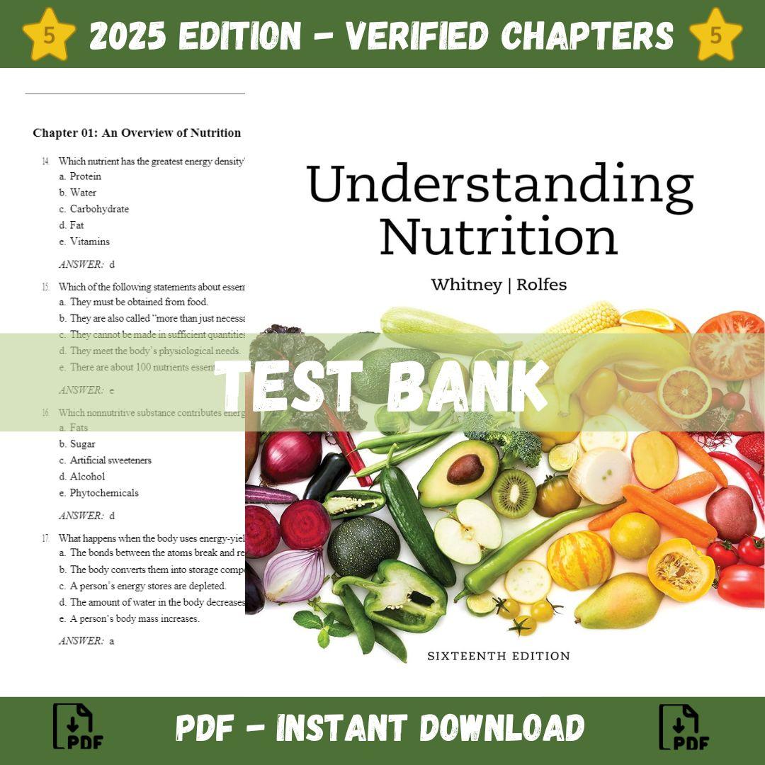 Test Bank – Understanding Nutrition 16th Edition (Whitney, 2022)-StudyWithSyasil