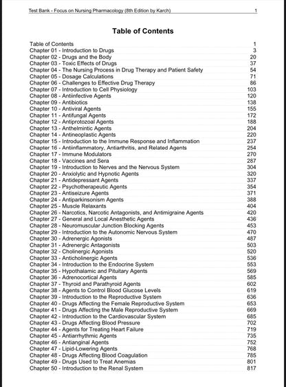 Test Bank for Focus on Nursing Pharmacology, 8th Edition by Amy M. Karch-StudyWithSyasil