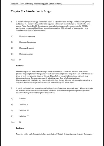 Test Bank for Focus on Nursing Pharmacology, 8th Edition by Amy M. Karch-StudyWithSyasil