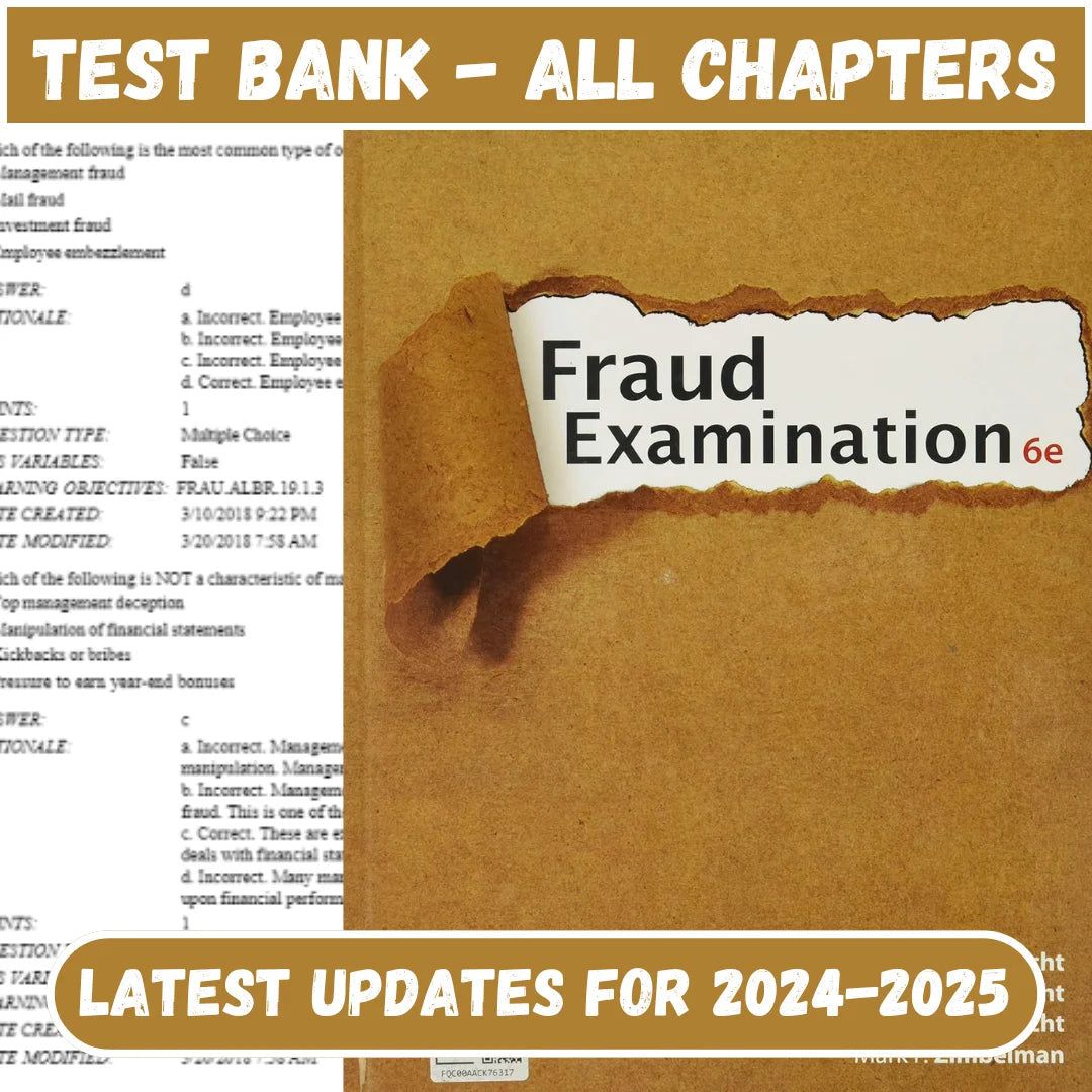 Test Bank for Fraud Examination 6th Edition by Albrecht-StudyWithSyasil