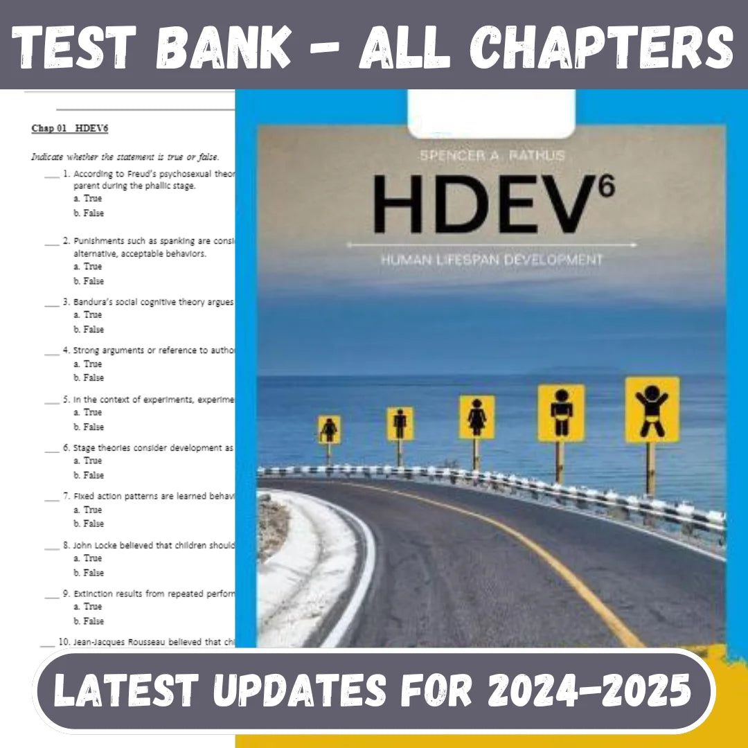 Test Bank for HDEV : human lifespan development 6th Edition by Spencer A. Rathus-StudyWithSyasil