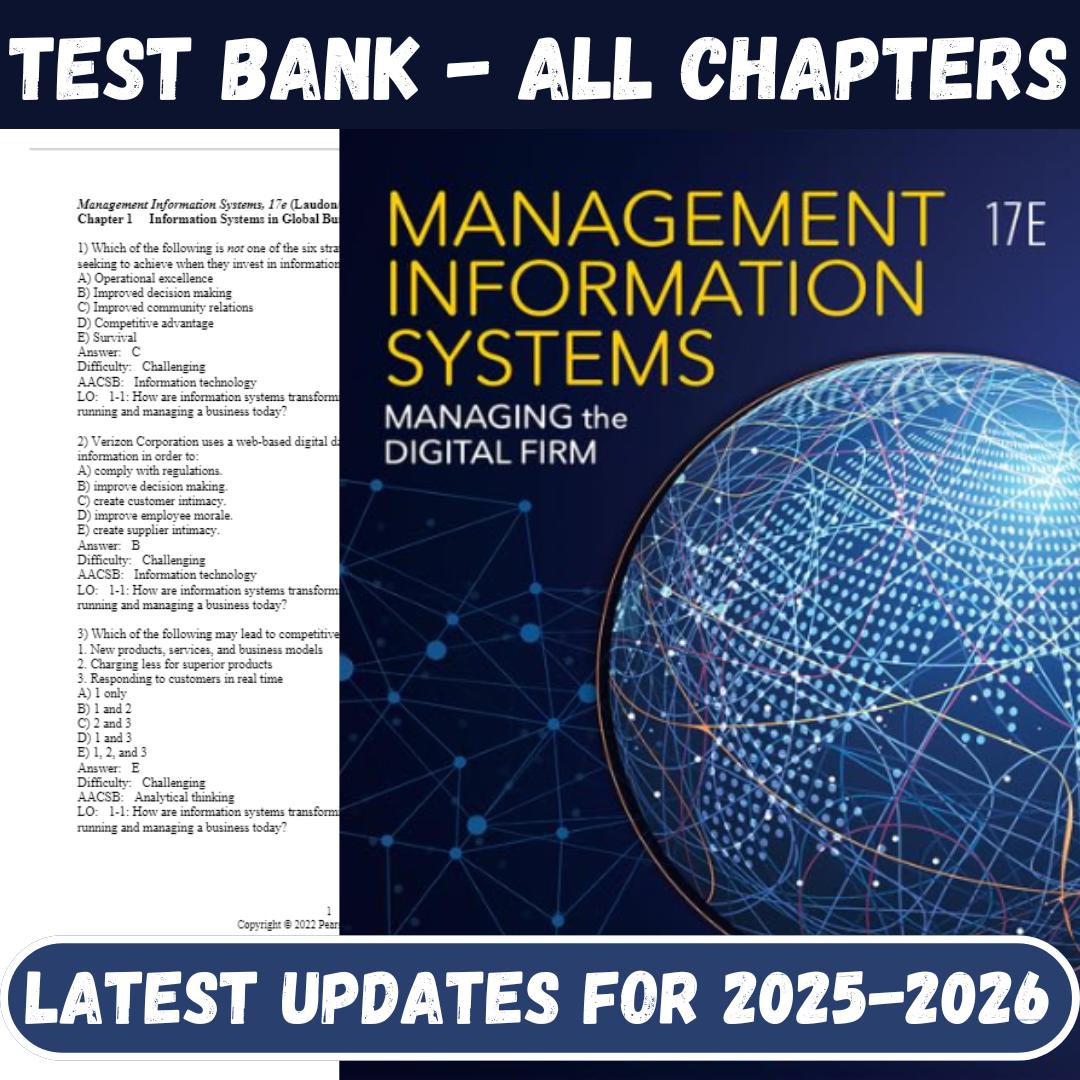 Test Bank for Management Information Systems Managing the Digital Firm, 17th Edition by Laudon Kenneth-StudyWithSyasil