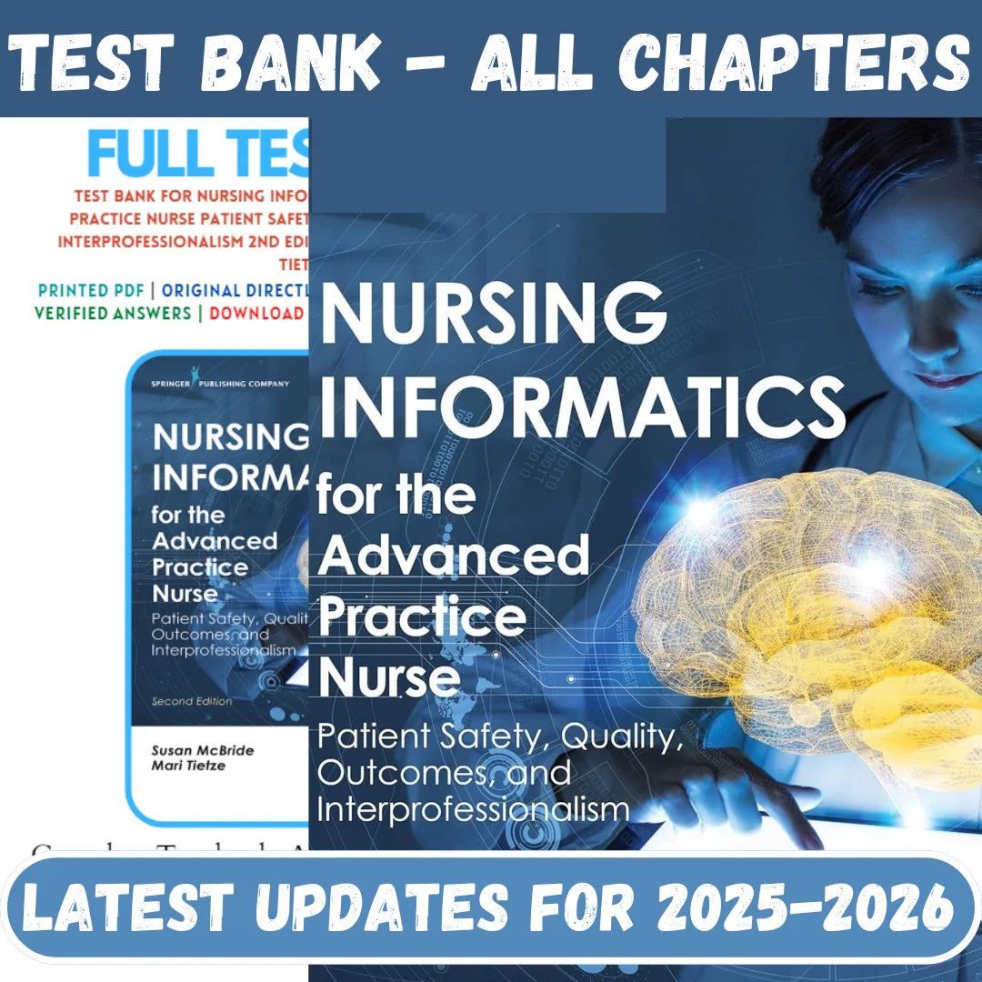 Test Bank for Nursing Informatics for the Advanced Practice Nurse 2nd Edition by McBride Tietze-StudyWithSyasil