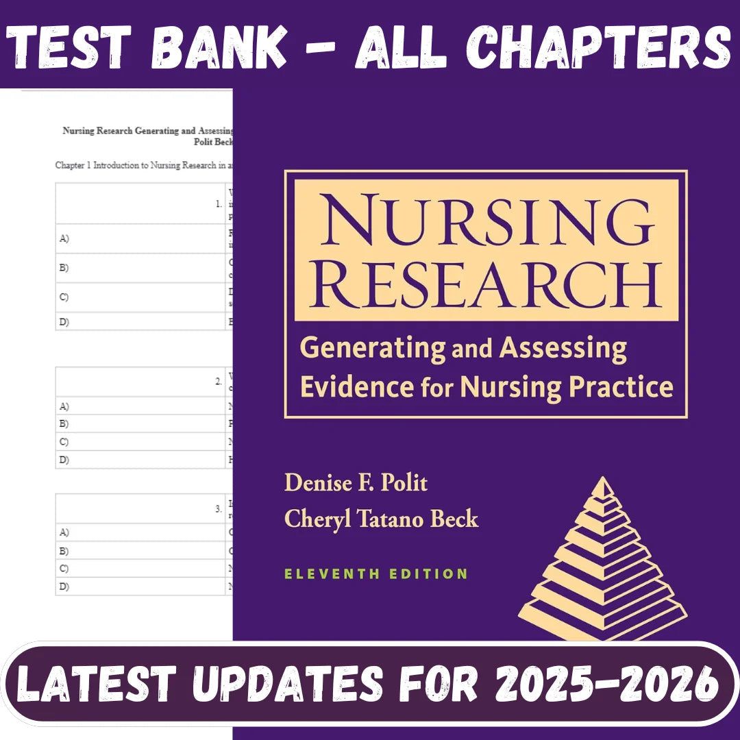 Test Bank for Nursing Research Generating and Assessing Evidence for Nursing Practice 11th Edition by Polit Beck-StudyWithSyasil