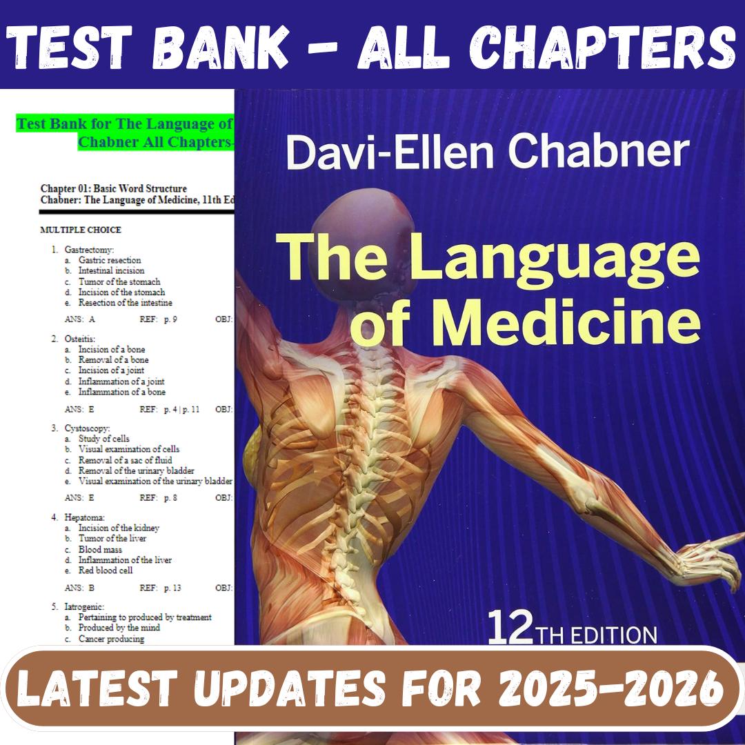 Test Bank for The Language of Medicine 12th Edition by Davi-Ellen Chabner-StudyWithSyasil