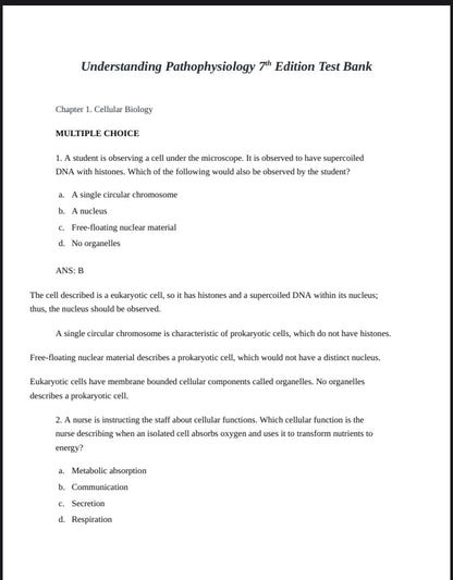 Test Bank for Understanding Pathophysiology, 7th Edition by Sue E. Huether, Kathryn L. McCance, and Kelly J. Brashers-StudyWithSyasil
