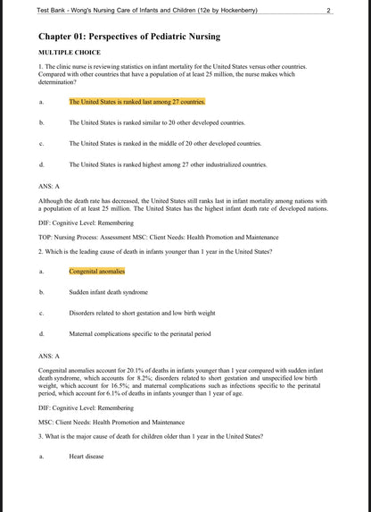 Test Bank for Wong’s Nursing Care of Infants and Children, 12th Edition by Marilyn J. Hockenberry, Elizabeth A. Duffy, and Karen Gibbs-StudyWithSyasil