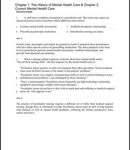 Test bank Foundations of Mental Health Care 8th Edition by Morrison-Valfre-StudyWithSyasil