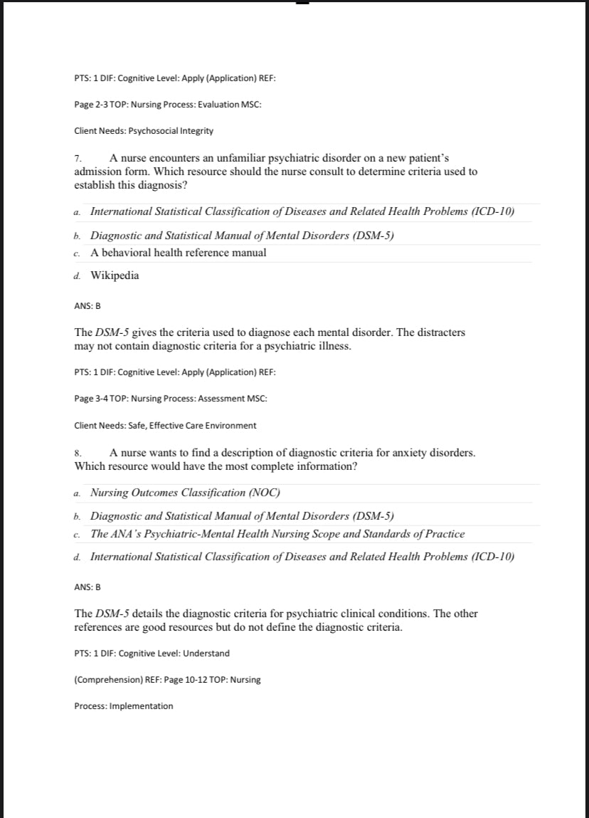 Test bank Foundations of Mental Health Care 8th Edition by Morrison-Valfre-StudyWithSyasil