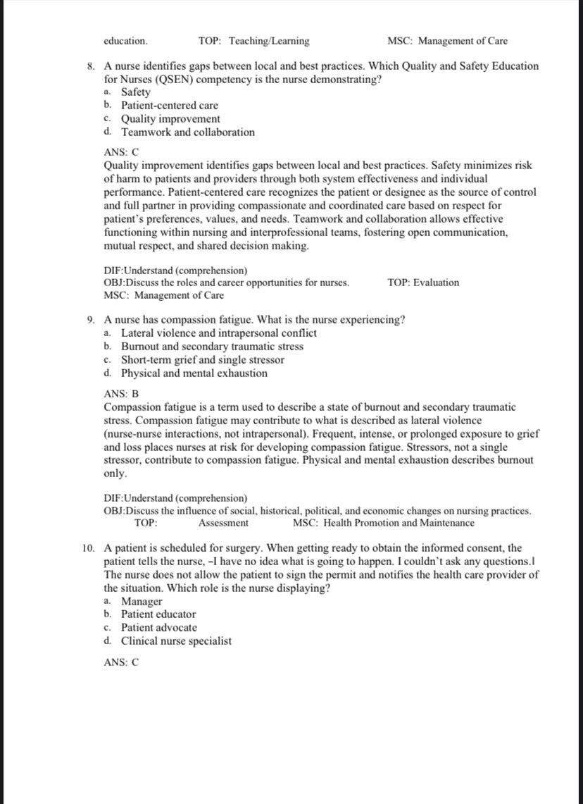 Test bank Fundamentals of Nursing 11th edition Potter-StudyWithSyasil