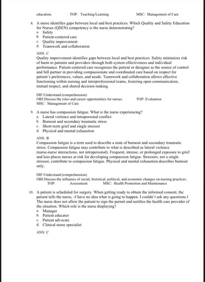 Test bank Fundamentals of Nursing 11th edition Potter-StudyWithSyasil