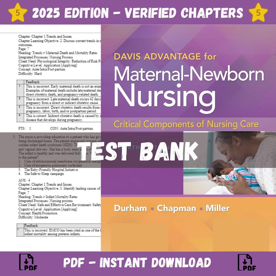 Test bank – Maternal-Newborn Nursing The Critical Components of Nursing Care, 4th Edition (Roberta Durham, 2022)-StudyWithSyasil