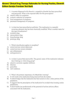 Abrams’ Clinical Drug Therapy Rationales for Nursing Practice 11th Edition Geralyn Frandsen Test Bank - StudyWithSyasil