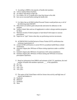 ACSM’s Health-Related Physical Fitness Assessment Manual Fifth Edition Test Bank - StudyWithSyasil