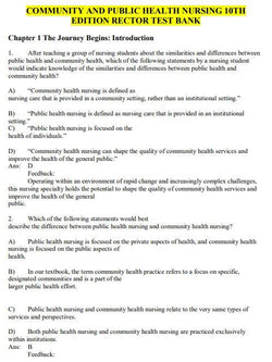 Community and Public Health Nursing 10th Edition Rector Test Bank - StudyWithSyasil