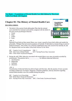 Foundations of Mental Health Care 8th Edition by Morrison-Valfre Test Bank - StudyWithSyasil