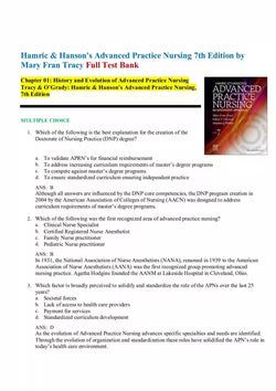 Hamric & Hanson’s Advanced Practice Nursing 7th Edition by Mary Fran Tracy Test Bank - StudyWithSyasil