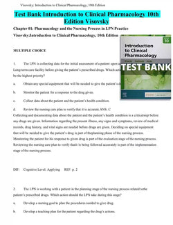 Introduction to Clinical Pharmacology 10th Edition Visovsky Test Bank - StudyWithSyasil