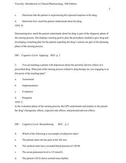 Introduction to Clinical Pharmacology 10th Edition Visovsky Test Bank - StudyWithSyasil