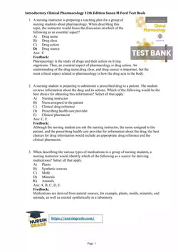 Introductory Clinical Pharmacology 12th Edition Susan M Ford Test Bank - StudyWithSyasil