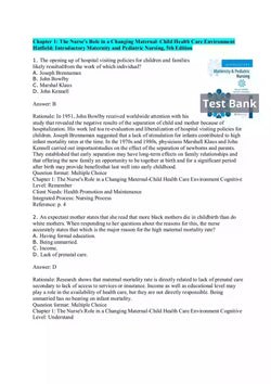 Introductory Maternity & Pediatric Nursing 5th Edition Test Bank - StudyWithSyasil