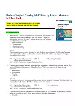 Medical-Surgical Nursing 8th Edition by Linton and Matteson Test Bank - StudyWithSyasil