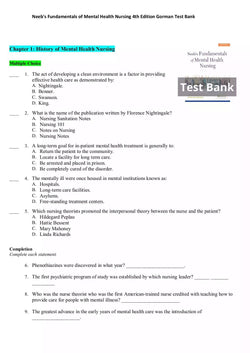 Neeb’s Fundamentals of Mental Health Nursing 4th Edition Gorman Test Bank - StudyWithSyasil